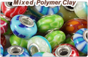 Different Styles European Style Polymer Clay beads in 925 Silver Double Core