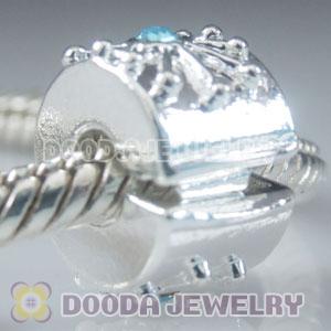 Wholesale European style silver plated clip beads with stone