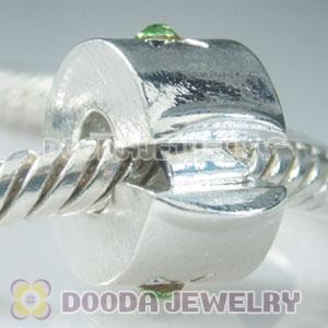 Wholesale European style silver plated clip beads with stone
