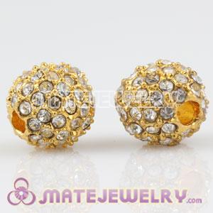 10mm Sambarla Style Pave Crystal Gold Plated Alloy Ball Beads