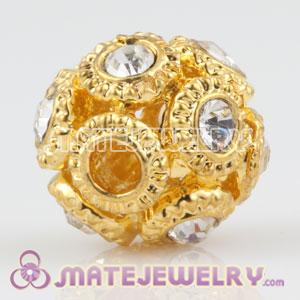 13mm Sambarla Style Gold Plated Alloy Beads with Crystal