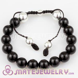 Sterling Silver Ball Beads and Black Agate Sambarla Style Bracelets