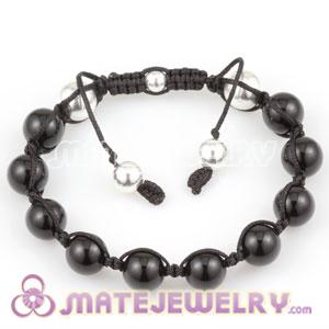 Sterling Silver Ball Beads and Black Agate Sambarla Style Bracelets