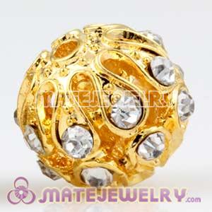 14mm Sambarla Style Gold Plated Alloy Beads with Crystal