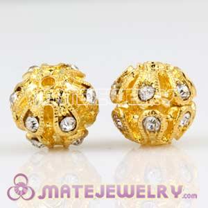12mm Sambarla Style Gold Plated Alloy Beads with Crystal