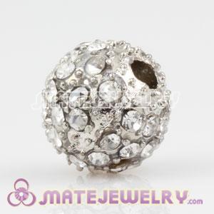 12mm Sambarla Style Pave Crystal Alloy Ball Beads