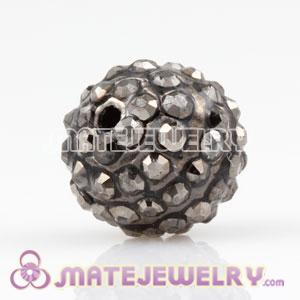 10mm Sambarla Style Black Crystal Alloy Ball Beads