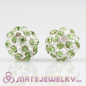 10mm Sambarla Style Green Crystal Alloy Ball Beads