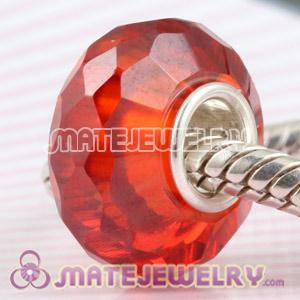Red cubic zirconia beads in 925 silver core