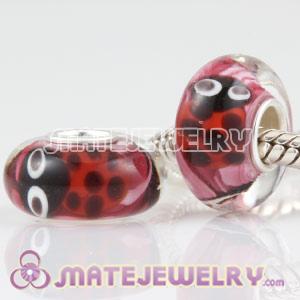 Ladybug Lampwork glass beads in 925 silver single core