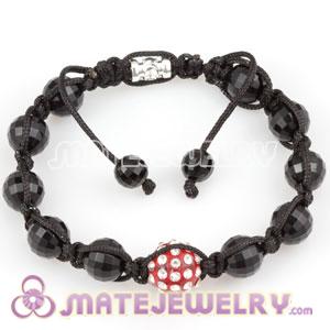 Fashion Sambarla type Bracelet with Faceted Black ABS and crystal plastic Beads
