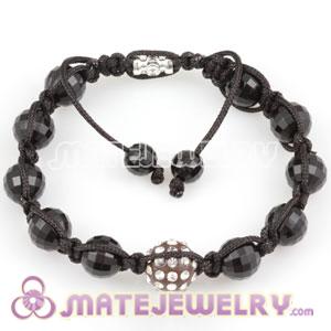 Fashion Sambarla type Bracelet with Faceted Black ABS and crystal plastic Beads