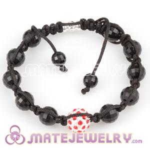 Fashion Sambarla style Bracelet with red crystal alloy and Faceted Black ABS plastic Beads