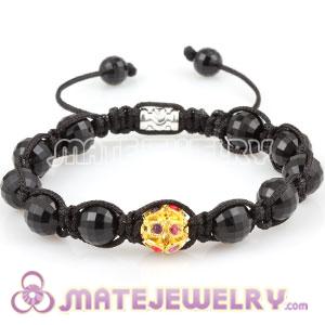 Fashion Sambarla style Bracelet with hollow crystal alloy and Faceted Black ABS plastic Beads