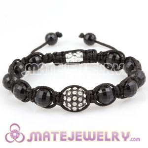 Fashion Sambarla style Bracelet with Faceted Black ABS and crystal plastic Beads