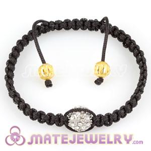 Fashion Sambarla Black Macrame Bracelet Wholesale with clear Crystal disco ball beads