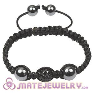 Fashion Tresor Macrame Bracelets with black Crystal and Hematite beads 