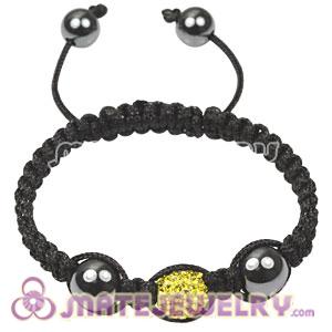 Fashion Tresor Macrame Bracelets with yellow Crystal and Hematite beads 