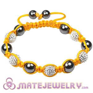 Fashion yellow cord Tresor Sambarla Style Bracelets with white Czech Crystal Bead and Hematite