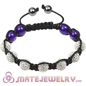 2011 latest Tresor Bracelets with 4 purple agate beads and pave crystal bead