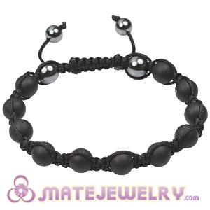 Fashion handmade mens TresorBeads bracelets with 11 black agate beads and hemitite 