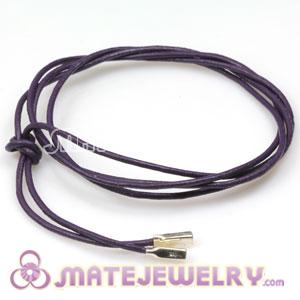 Purple Leather Bracelet with 925 Sterling Silver Ends