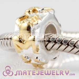 European Sterling Silver gold plated frog charm Beads