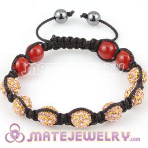 2011 Sambarla Style Bracelets with pink Crystal Ball and red agate