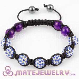 Sambarla Style Bracelets with blue Crystal Ball and purple agate 