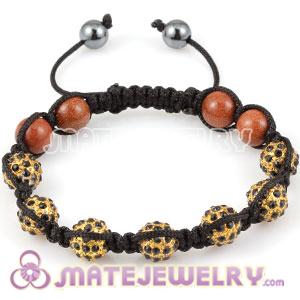 2011 Sambarla Style Bracelets with black golden Crystal Ball and golden stone