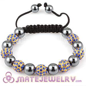 2011 fashion Sambarla Style Bracelets with golden blue Crystal Alloy Beads and Hematite