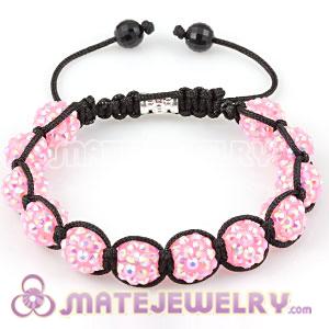 Fashion Sambarla style Bracelet Wholesale with pink plastic Crystal and Faceted Black ABS beads 