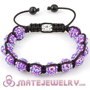 Fashion Sambarla style Bracelet Wholesale with purple plastic Crystal and Faceted Black ABS beads 