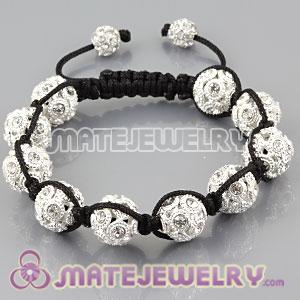 Sambarla style Bracelets with white hollow crystal disco ball beads