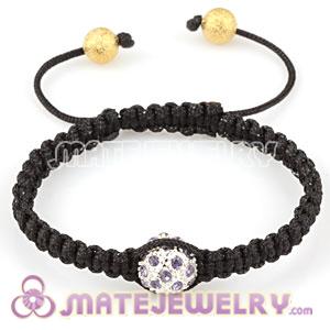Fashion Sambarla Black Macrame Bracelet Wholesale with lavender crystal ball beads 