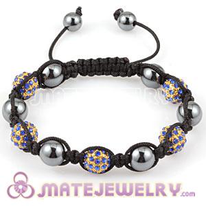 2011 fashion Sambarla Style Bracelets with Royal blue Crystal Alloy Beads and Hematite