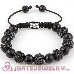 2011 latest Sambarla style Bracelet with Faceted Black ABS and black crystal plastic Beads