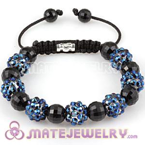 2011 latest Sambarla style Bracelet with Faceted Black ABS and Ink blue crystal plastic Beads