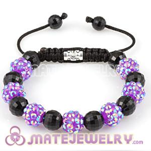 2011 latest Sambarla style Bracelet with Faceted purple ABS and black crystal plastic Beads