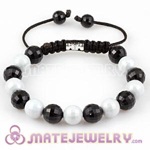 Fashion Sambarla style Bracelet with Faceted Black and white ABS Beads