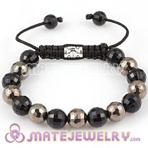 Fashion Sambarla style Bracelet with Faceted Black and grey ABS Beads