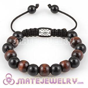 Fashion Sambarla Style Bracelet Wholesale with wood beads and Black ABS plastic bead