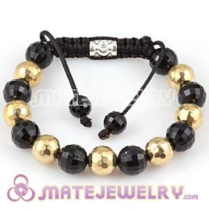 Fashion Sambarla style Bracelet with Faceted Black ABS Beads and Brass