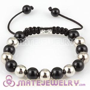Fashion Sambarla style Bracelet with silver plated copper and Black ABS Beads