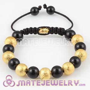 Fashion Sambarla style Bracelet with gold plated copper and Black ABS Beads
