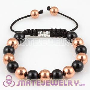 Fashion Sambarla style Bracelet with Rosy gold beads and black ABS Beads 