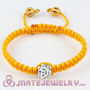 Fashion Sambarla Yellow Macrame Friendship Bracelet with Ivory Crystal plastic Beads