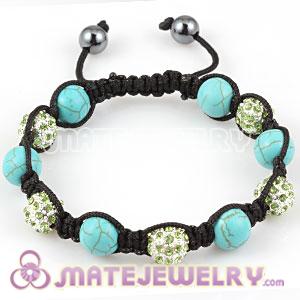 2011 latest Tresor Bracelets with turquoise and Green crystal disco ball beads