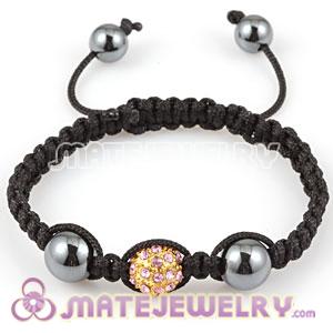 Sambarla Inspired Macrame Bracelets with Golden rosy Crystal Beads and Hematite