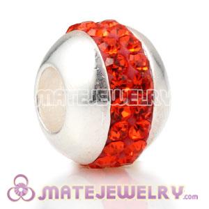 Authentic 925 sterling silver Beads Inlay Hot Red Austrian crystal